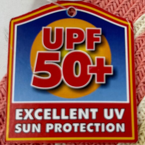 Striped Wide Brim Sun Beach Hat UPF50+ Protection Blue / Yellow /Pink Stripes - Picture 10 of 11